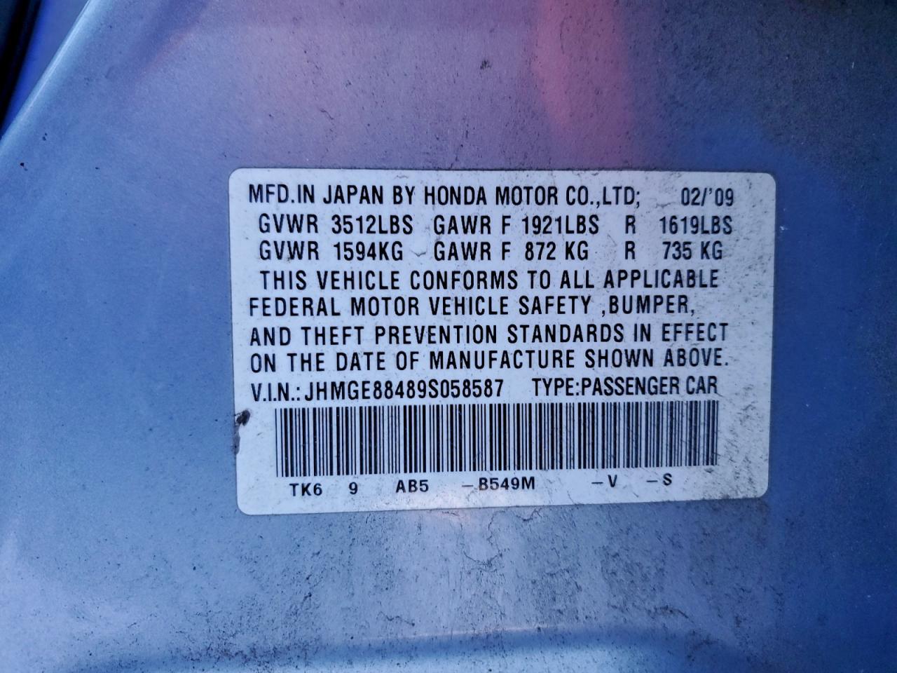 2009 HONDA FIT
