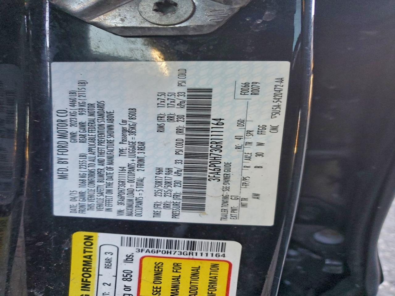 2016 FORD FUSION