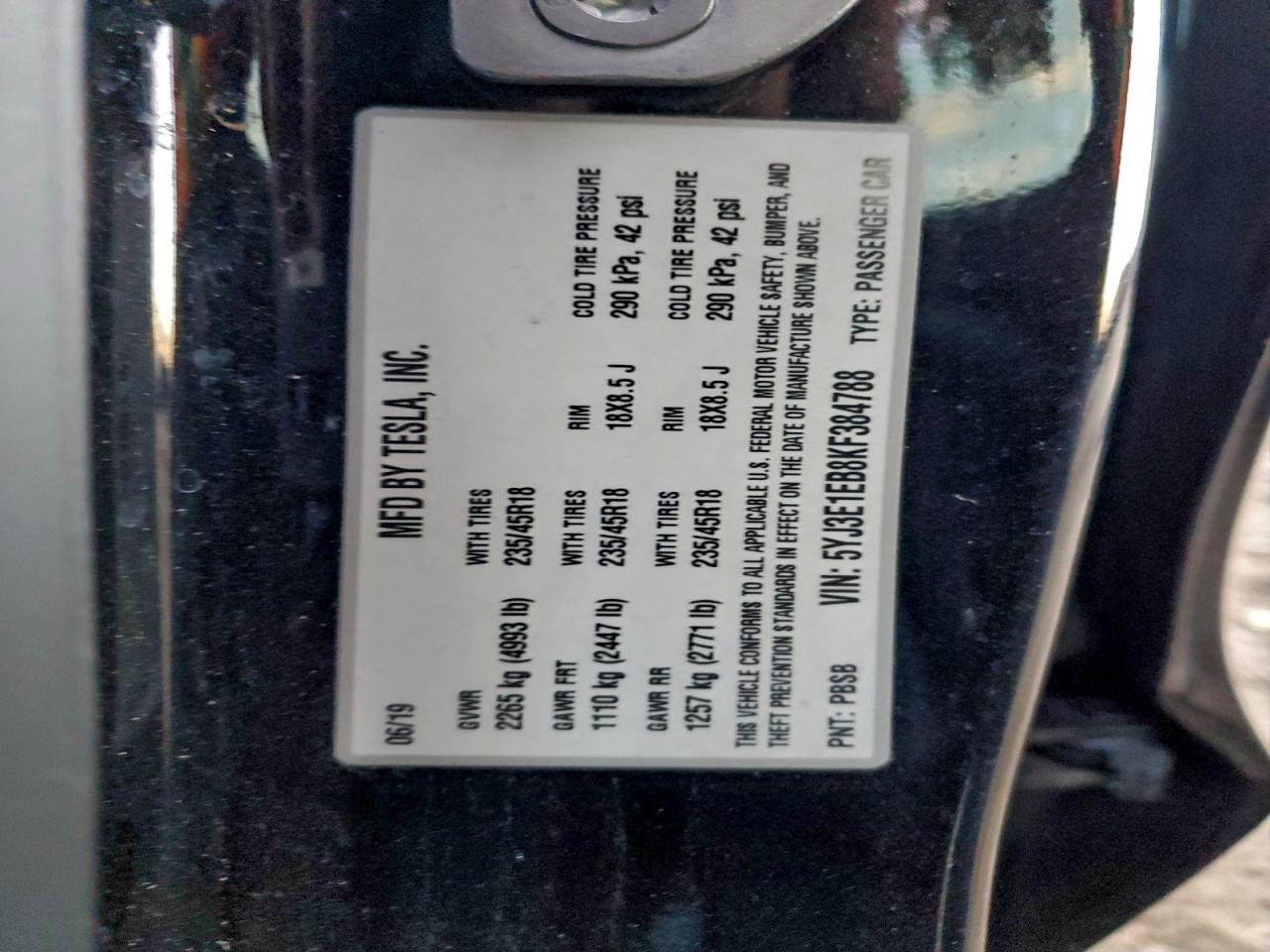 2019 TESLA MODEL 3