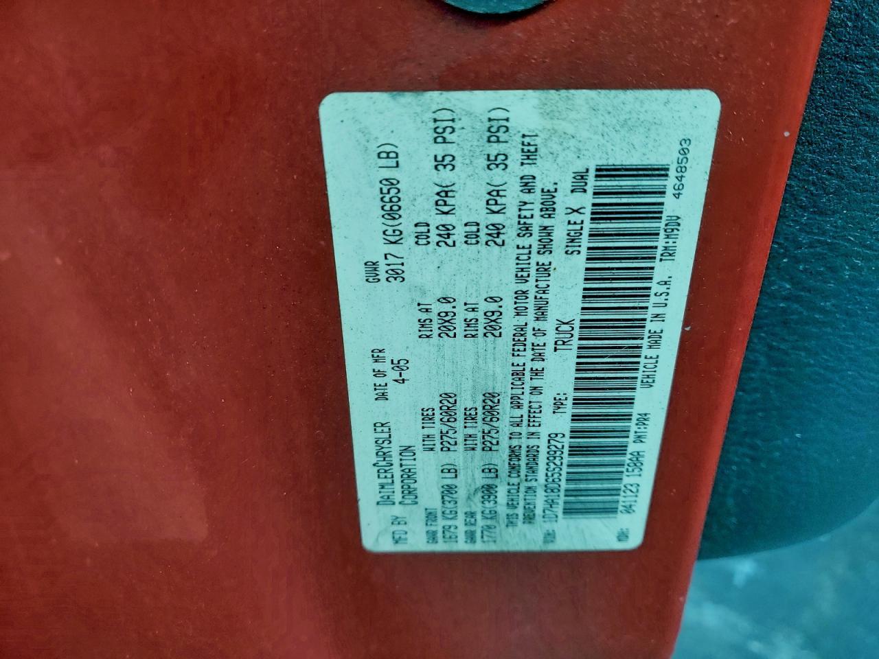 2005 DODGE RAM 1500