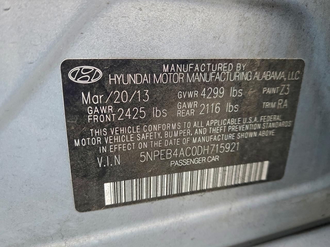 2013 HYUNDAI SONATA