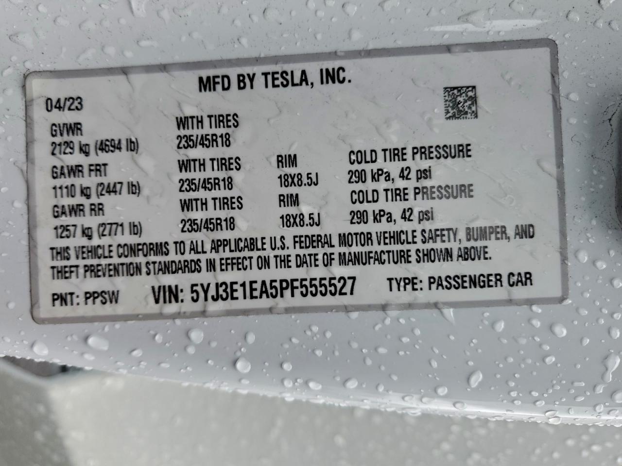 2023 TESLA MODEL 3
