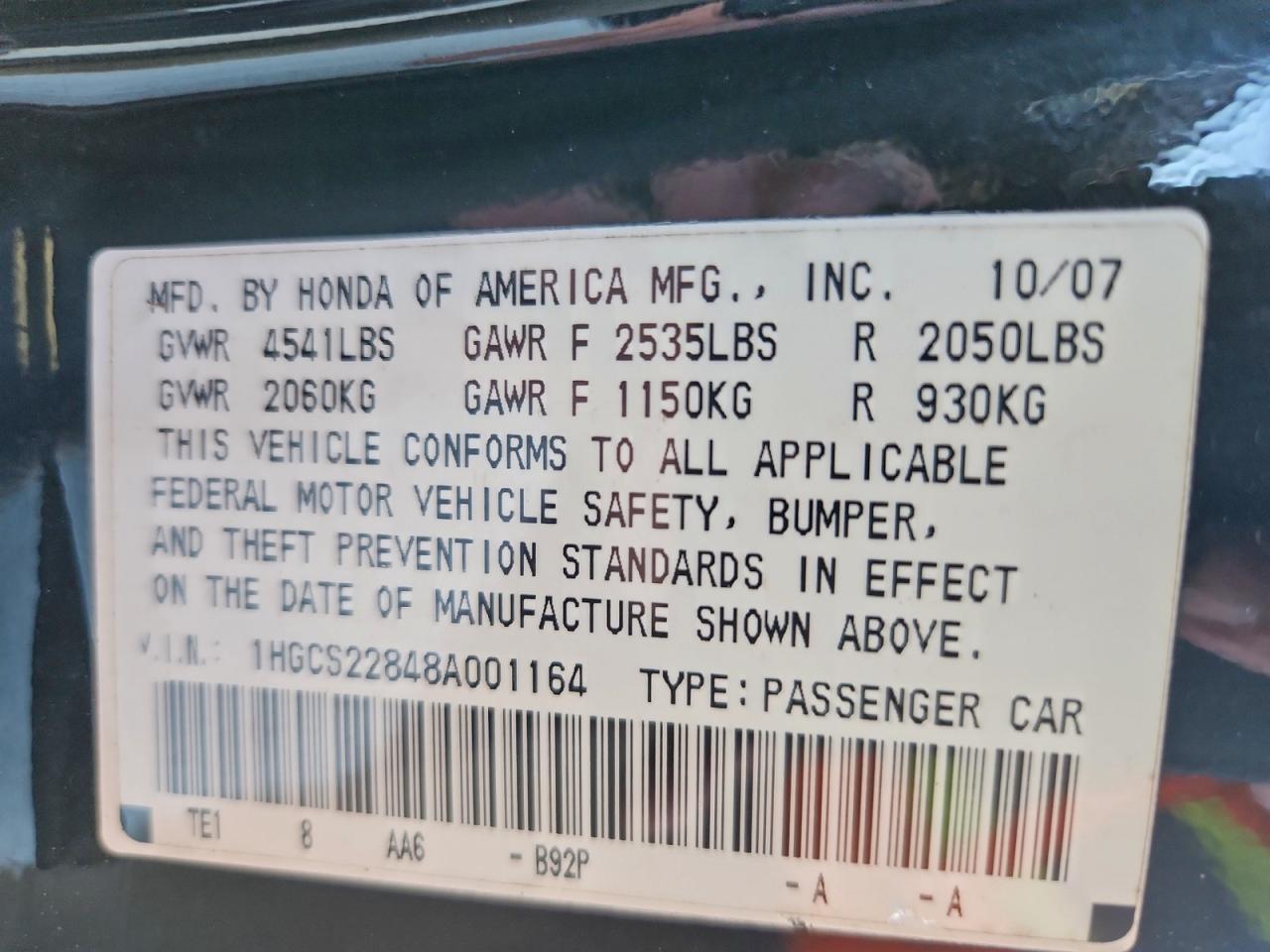 2008 HONDA ACCORD