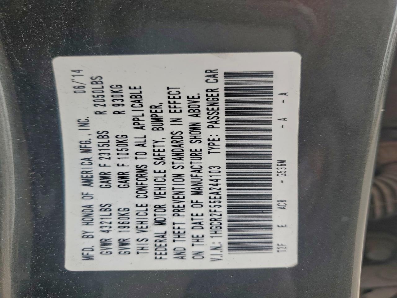 2014 HONDA ACCORD