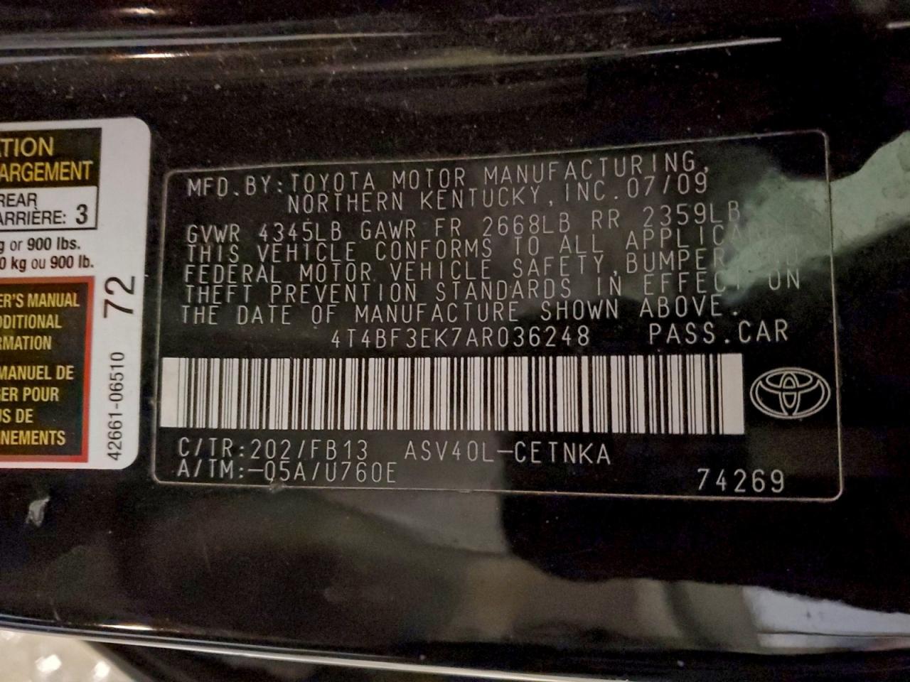 2010 TOYOTA CAMRY