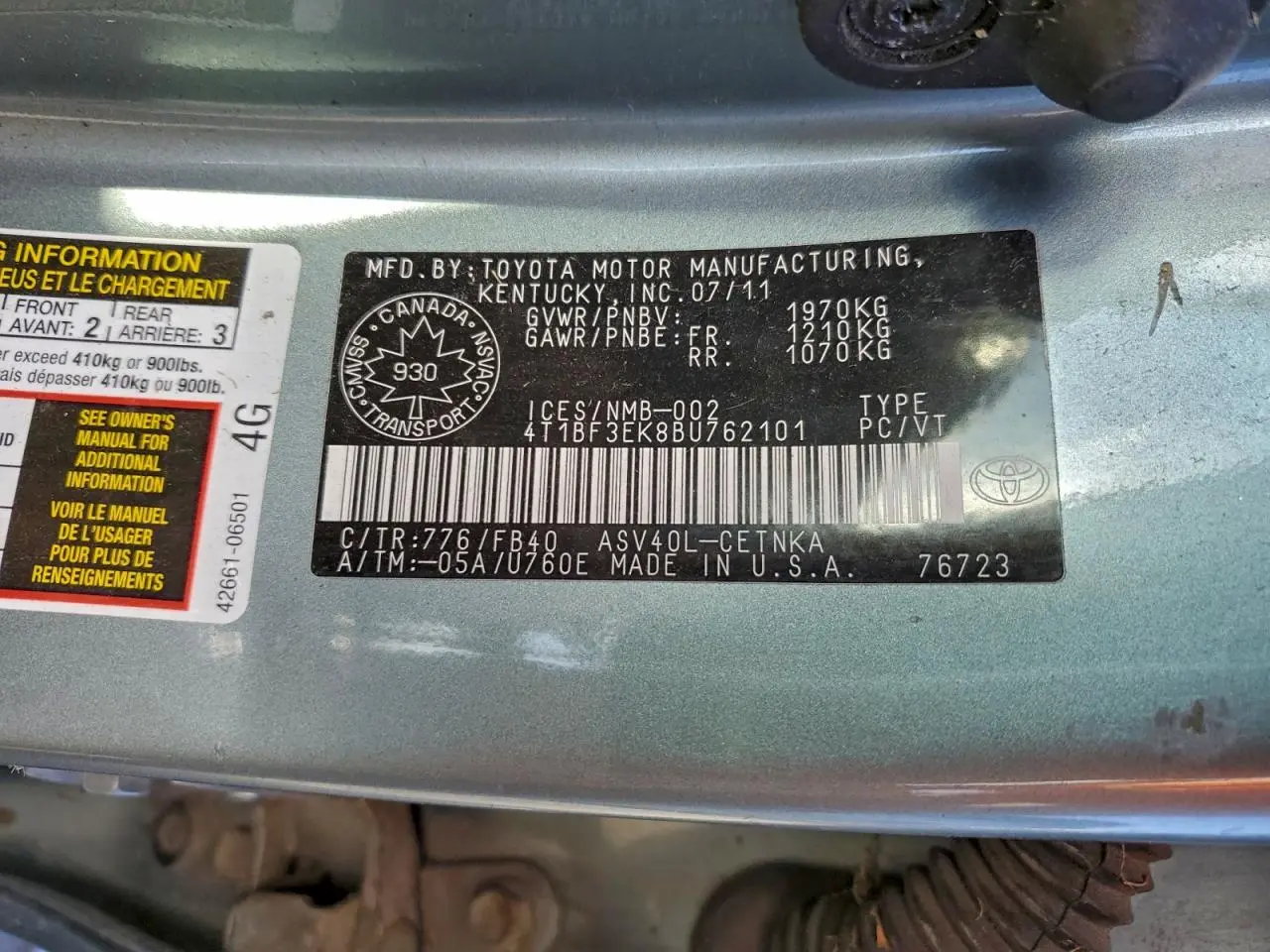 2011 TOYOTA CAMRY