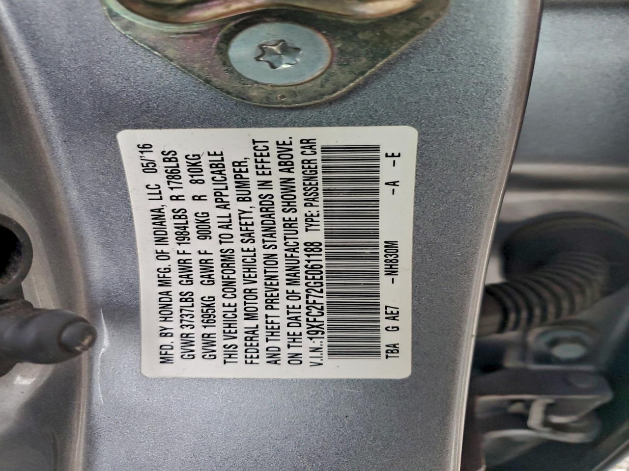 2016 HONDA CIVIC