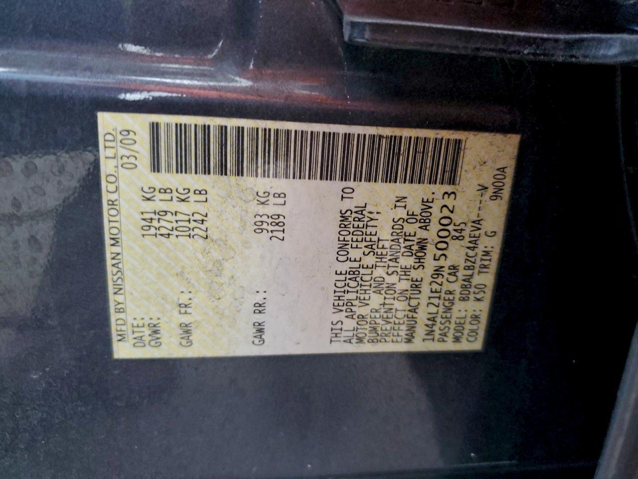 2009 NISSAN ALTIMA