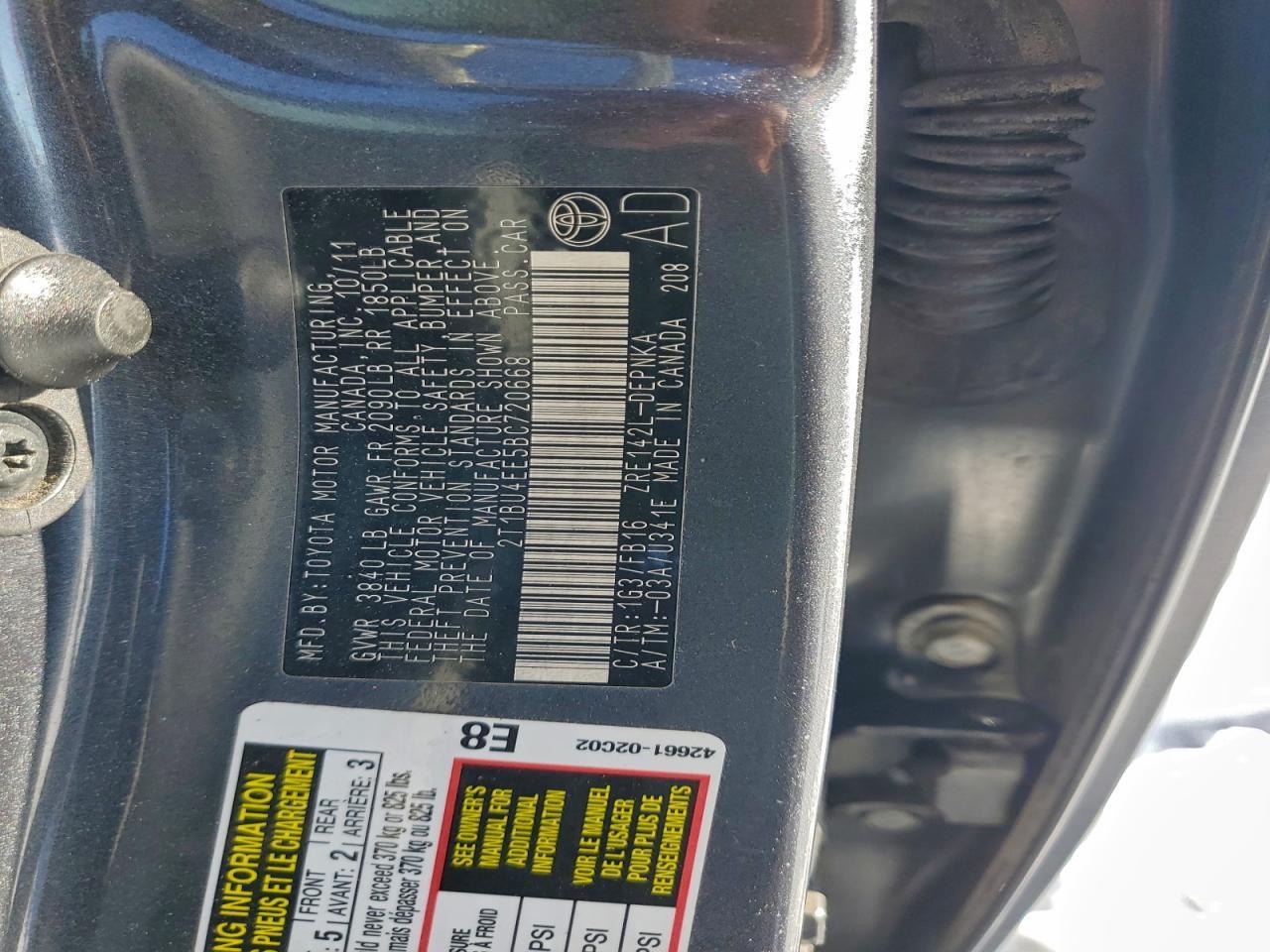 2011 TOYOTA COROLLA