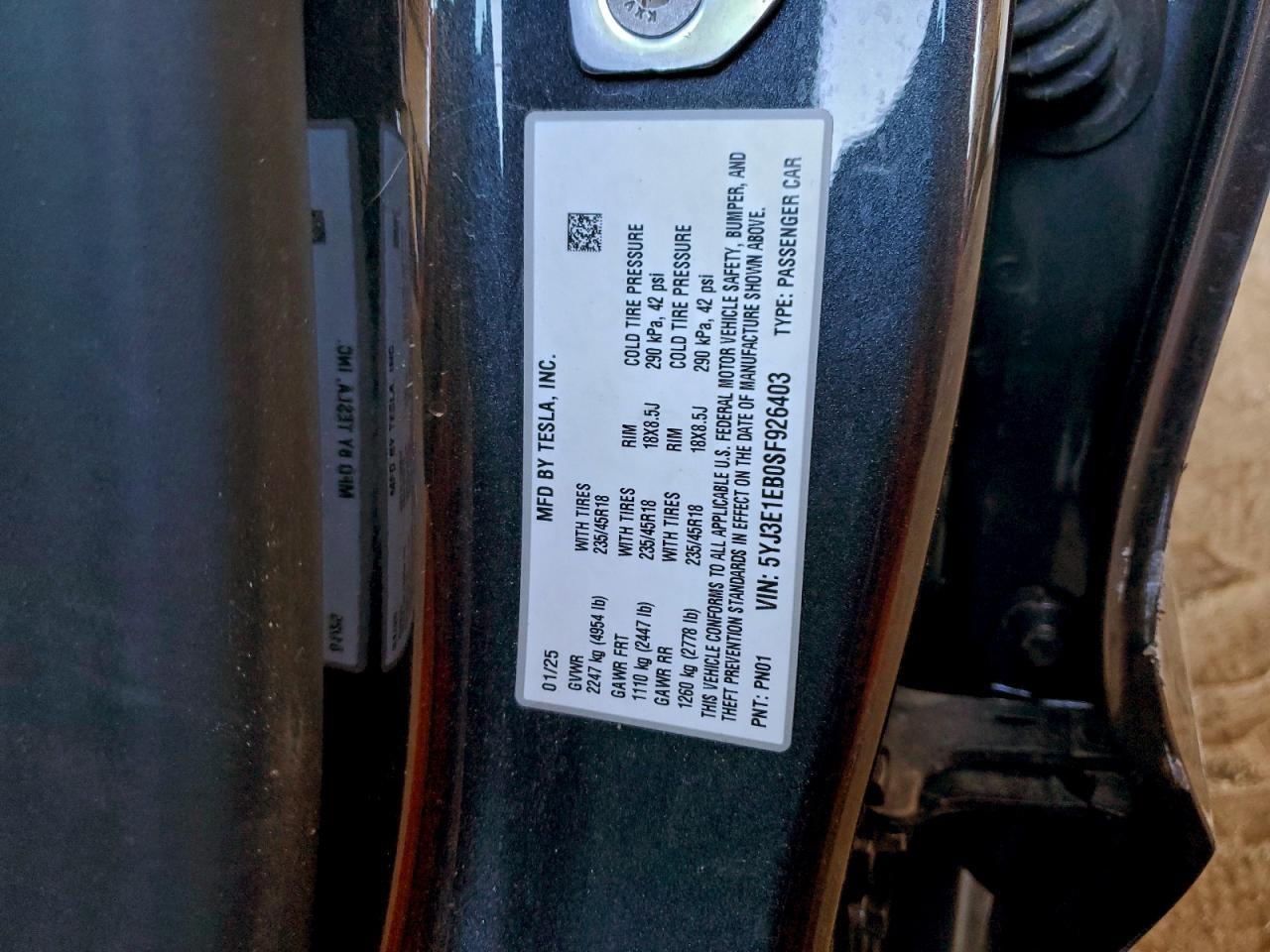 2025 TESLA MODEL 3