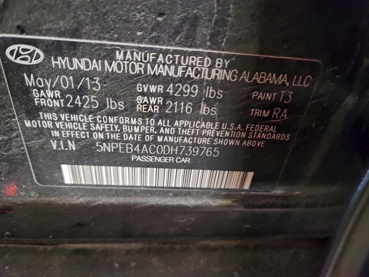 2013 HYUNDAI SONATA