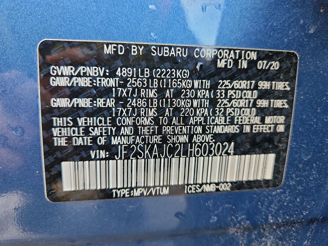 2020 SUBARU FORESTER