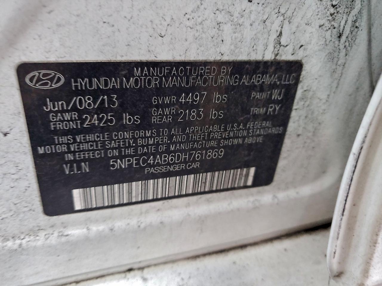 2013 HYUNDAI SONATA