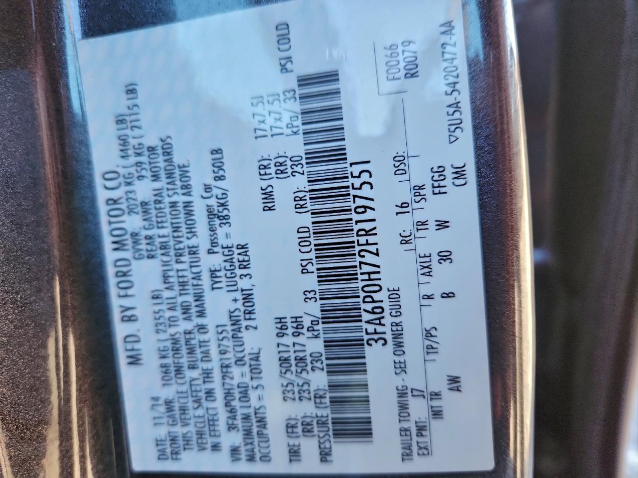 2015 FORD FUSION