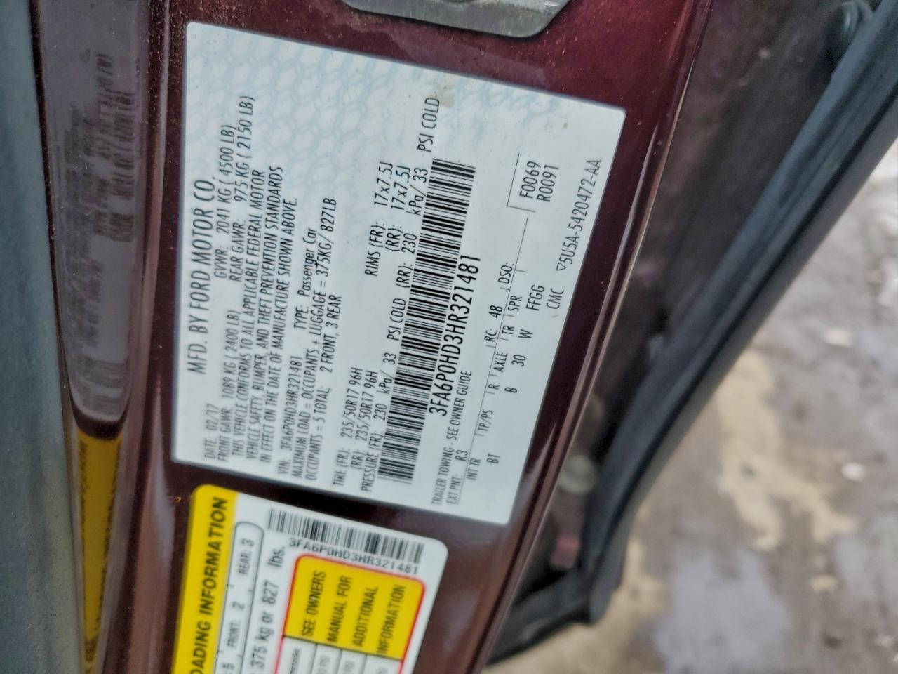 2017 FORD FUSION