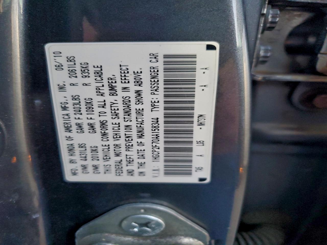 2010 HONDA ACCORD