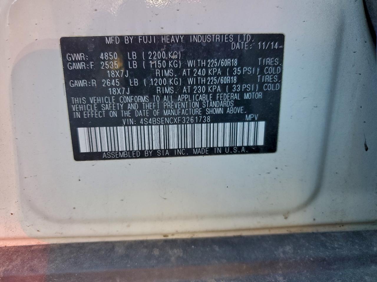 2015 SUBARU Outback