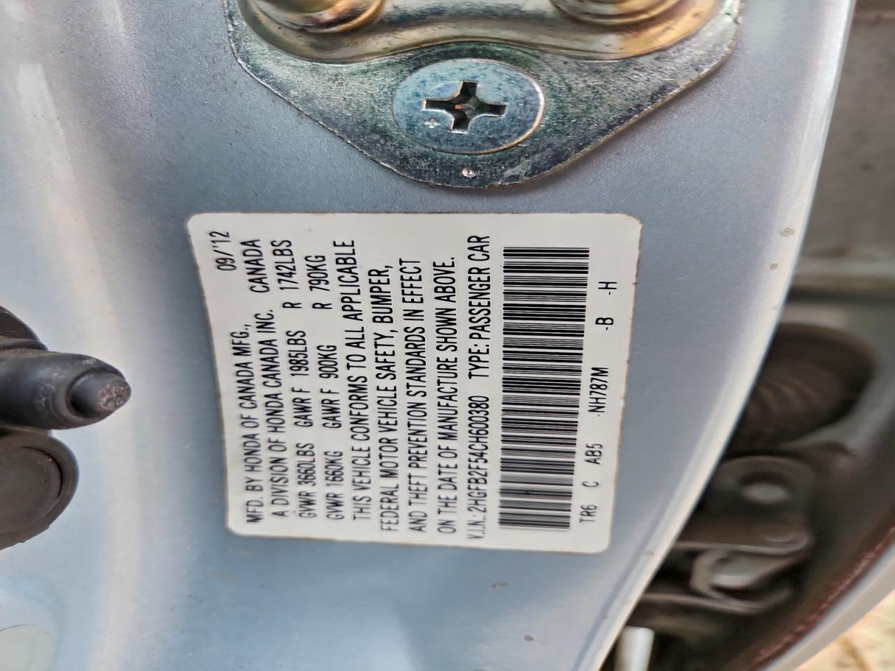 2012 HONDA CIVIC