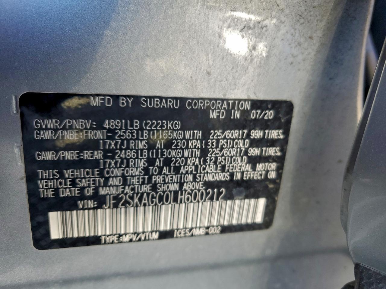 2020 SUBARU FORESTER