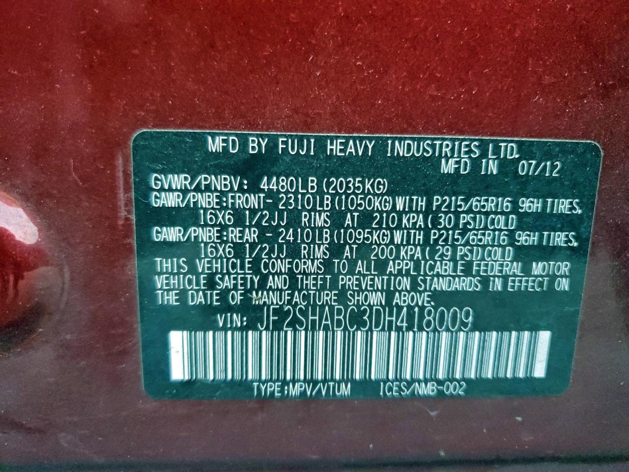 2013 SUBARU FORESTER
