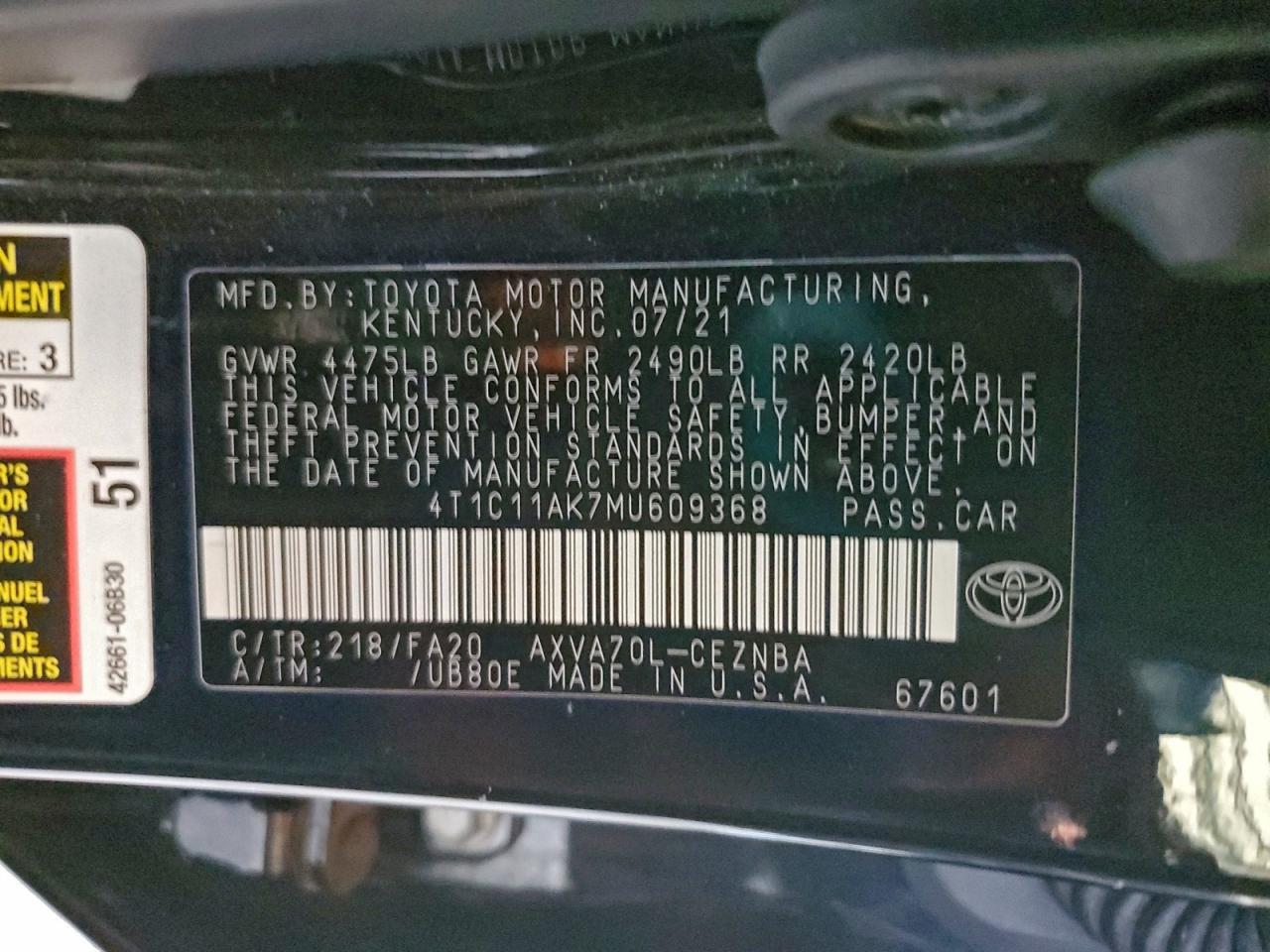 2021 TOYOTA CAMRY