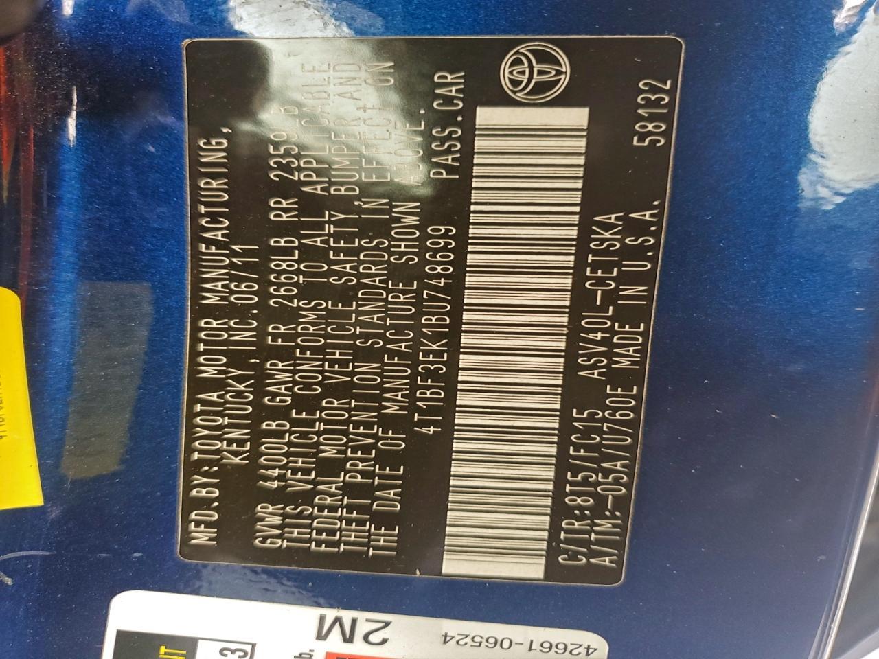 2011 TOYOTA CAMRY