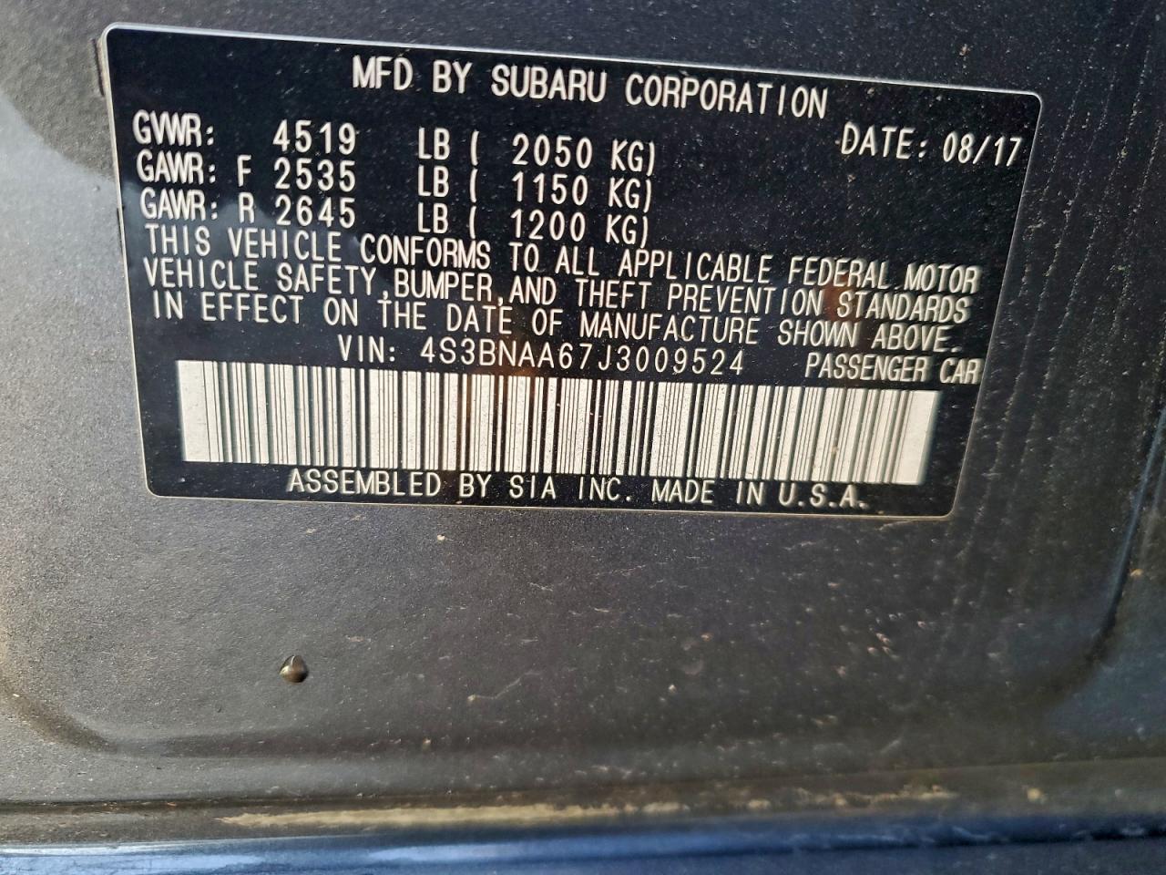 2018 SUBARU Legacy