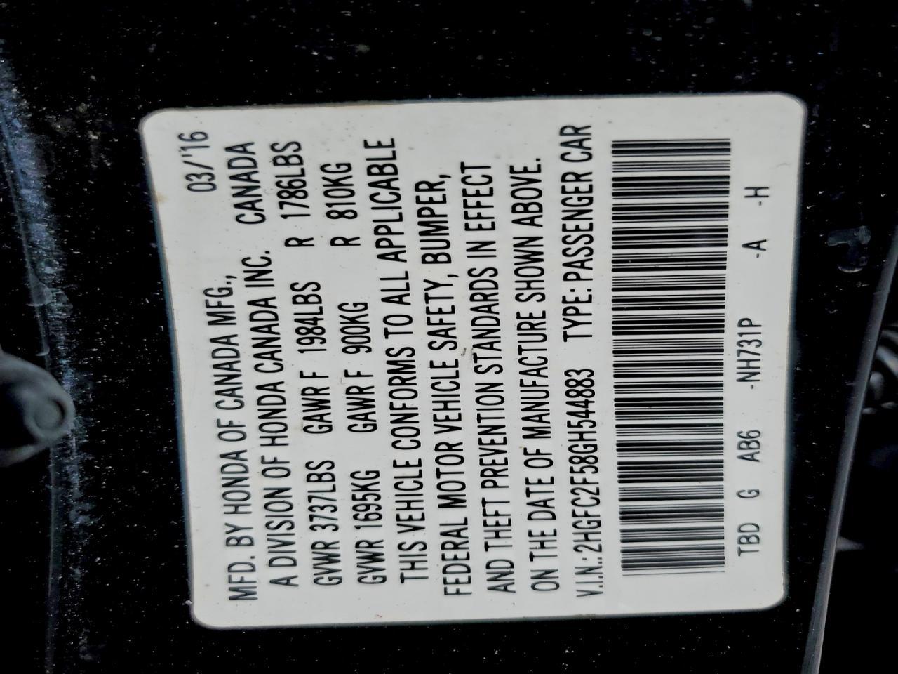 2016 HONDA CIVIC