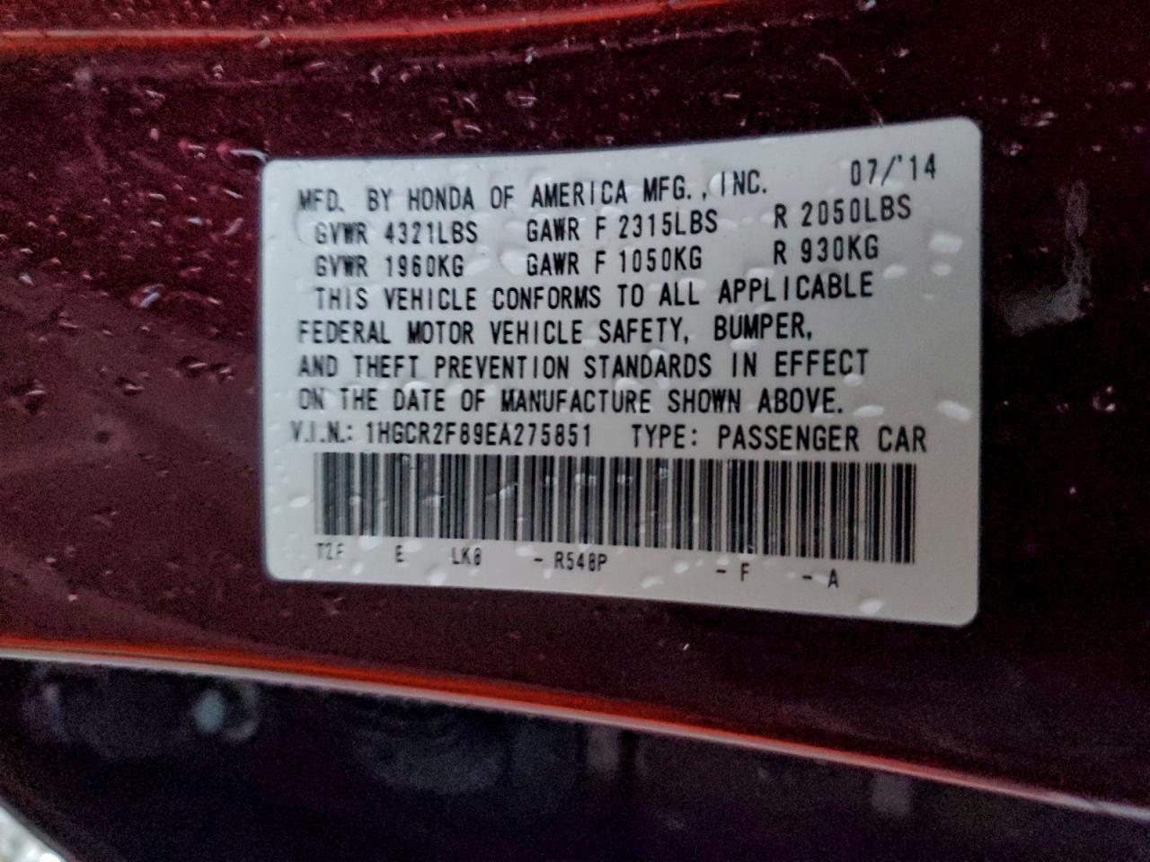 2014 HONDA ACCORD