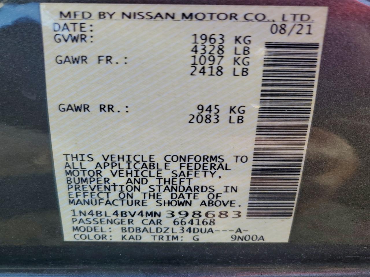 2021 NISSAN ALTIMA