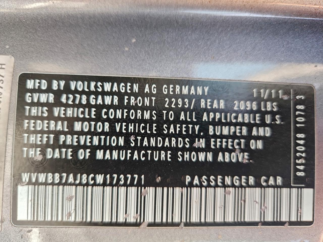 2012 VOLKSWAGEN GOLF