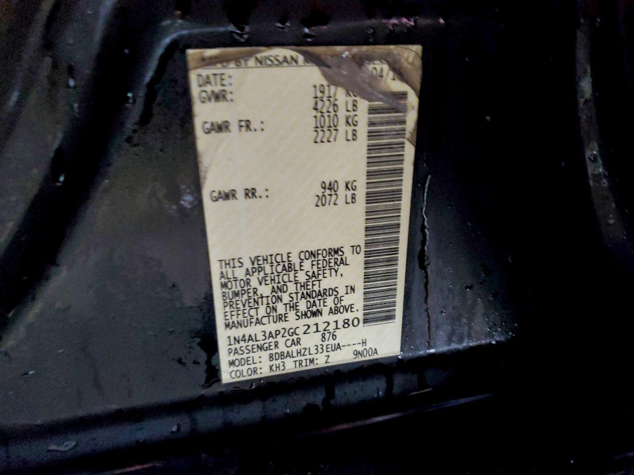 2016 NISSAN ALTIMA