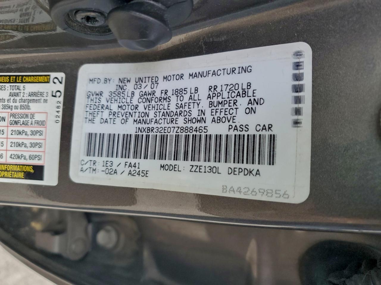 2007 TOYOTA COROLLA