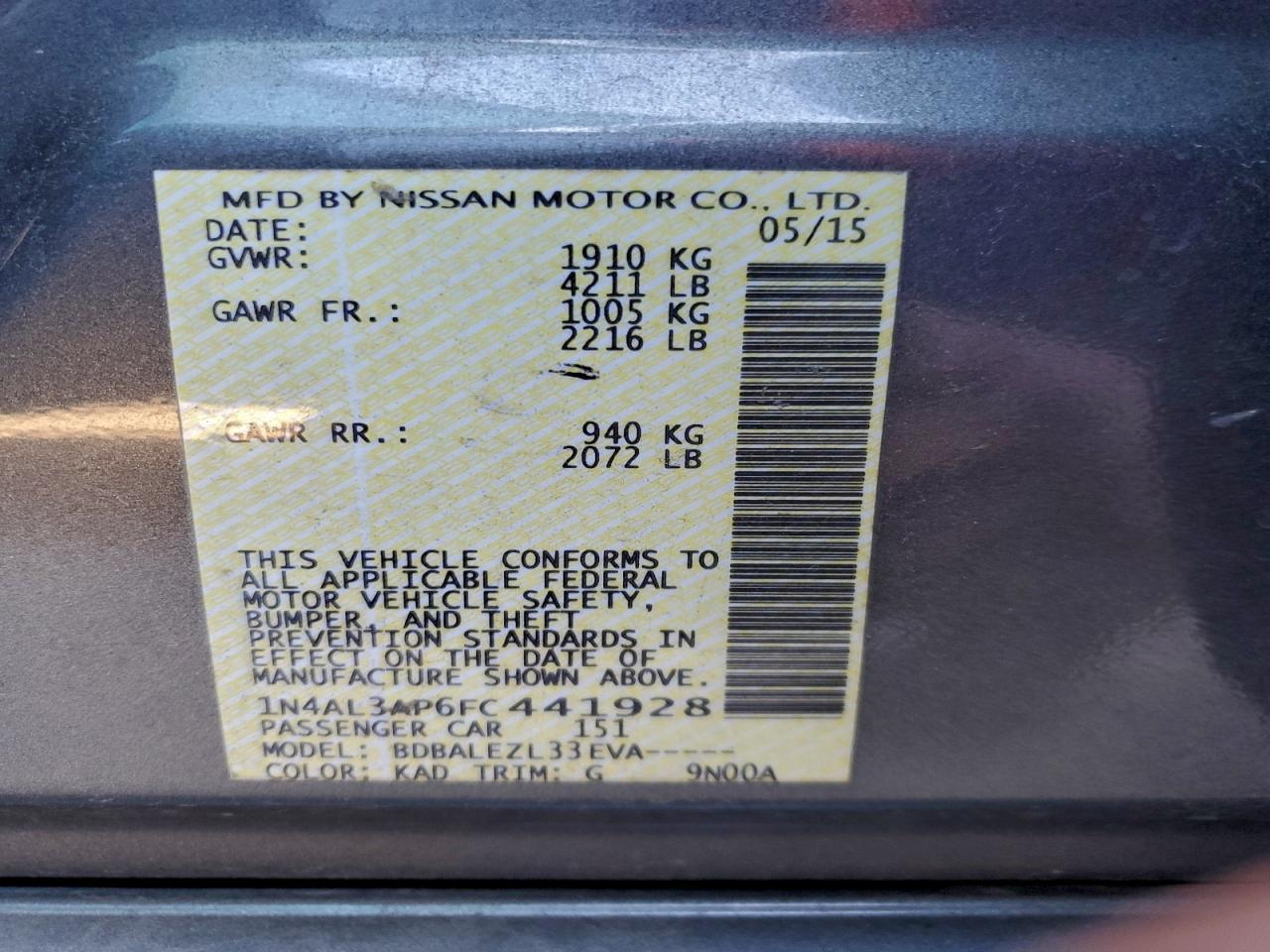 2015 NISSAN ALTIMA