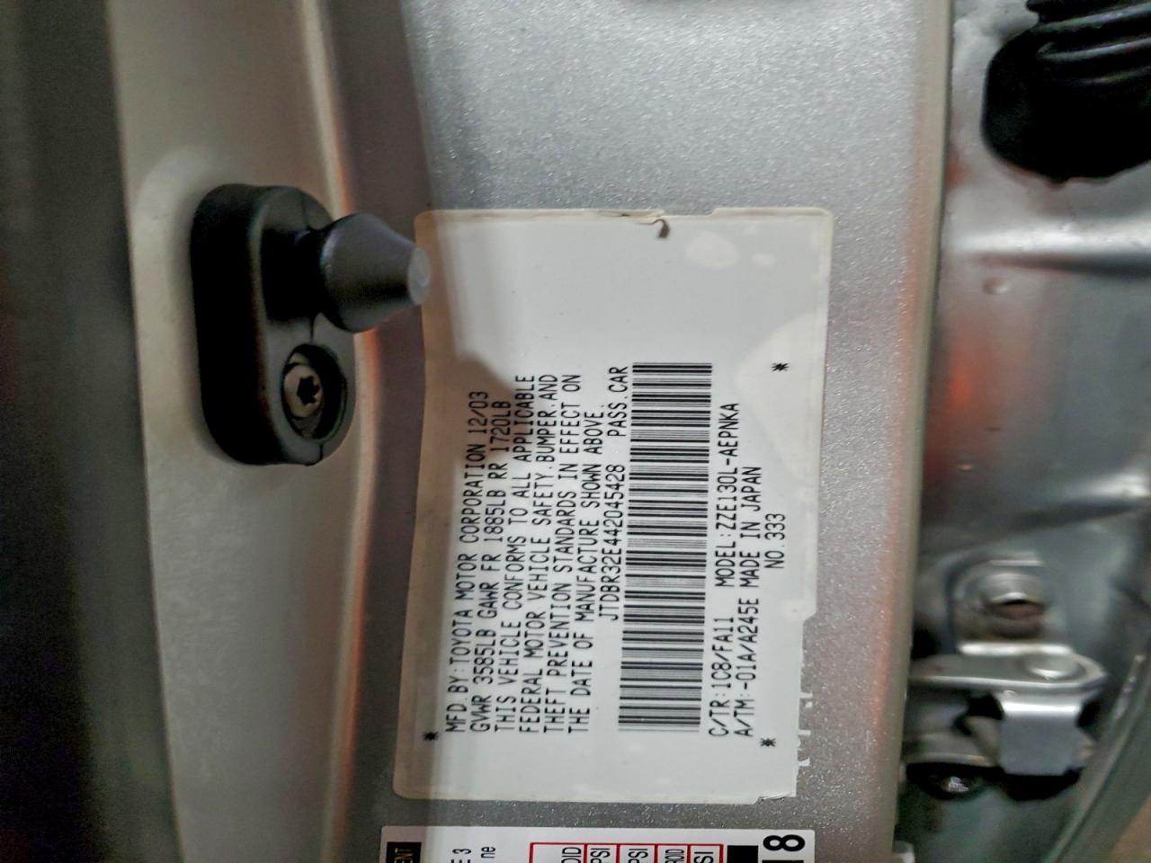2004 TOYOTA COROLLA