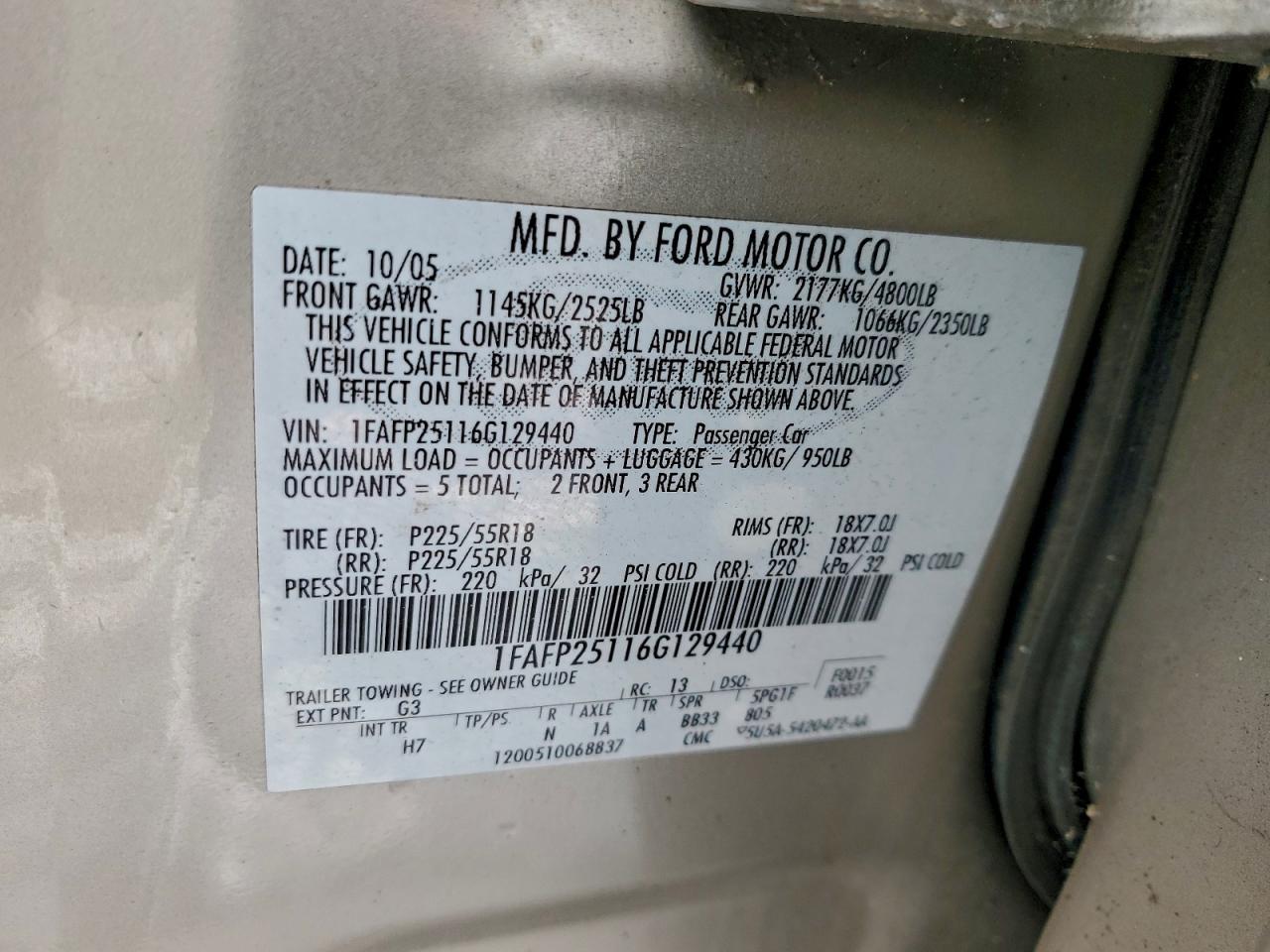 2006 FORD Five Hundred