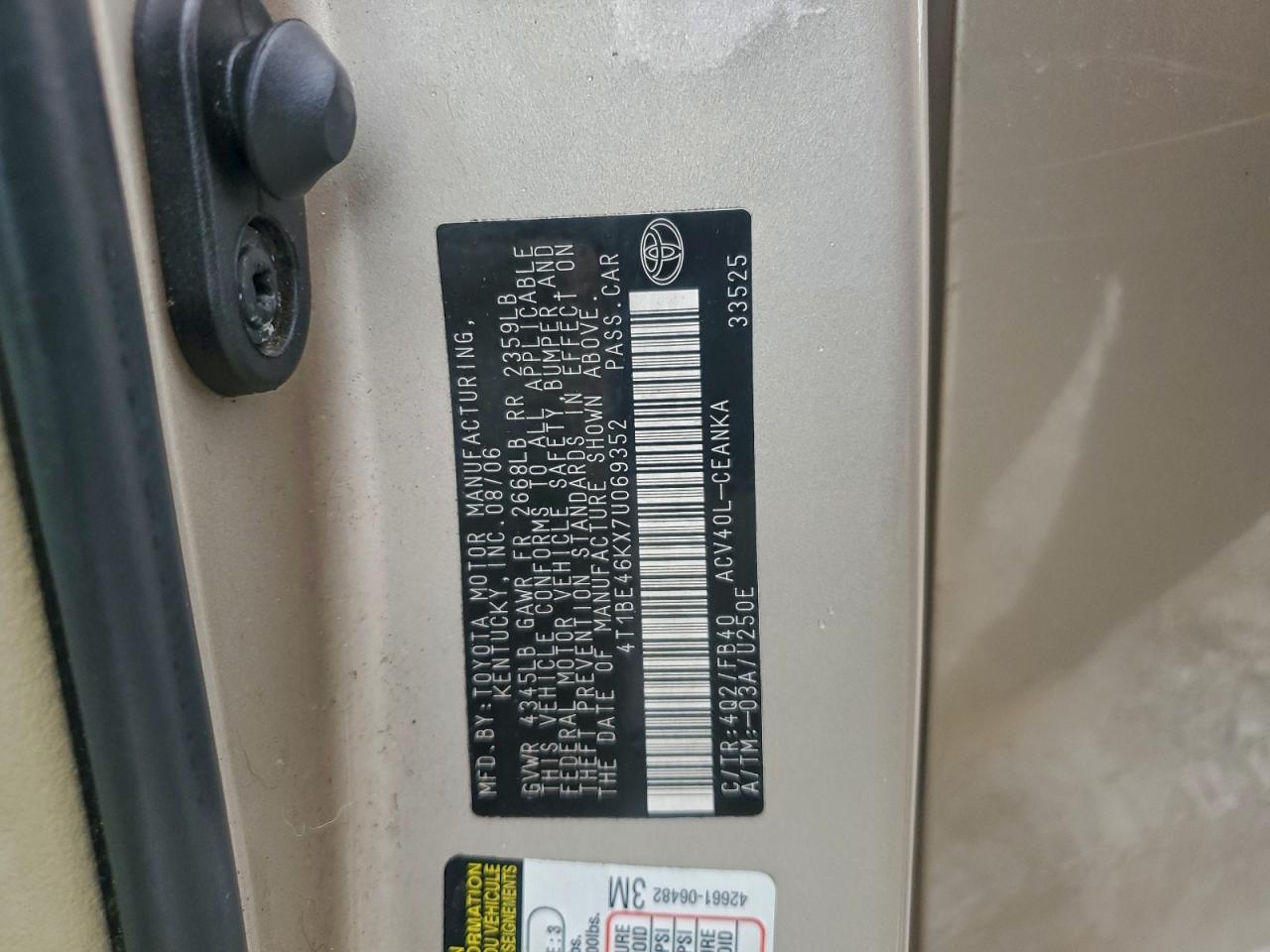 2007 TOYOTA CAMRY