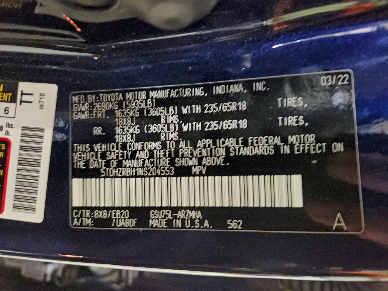 2022 TOYOTA HIGHLANDER
