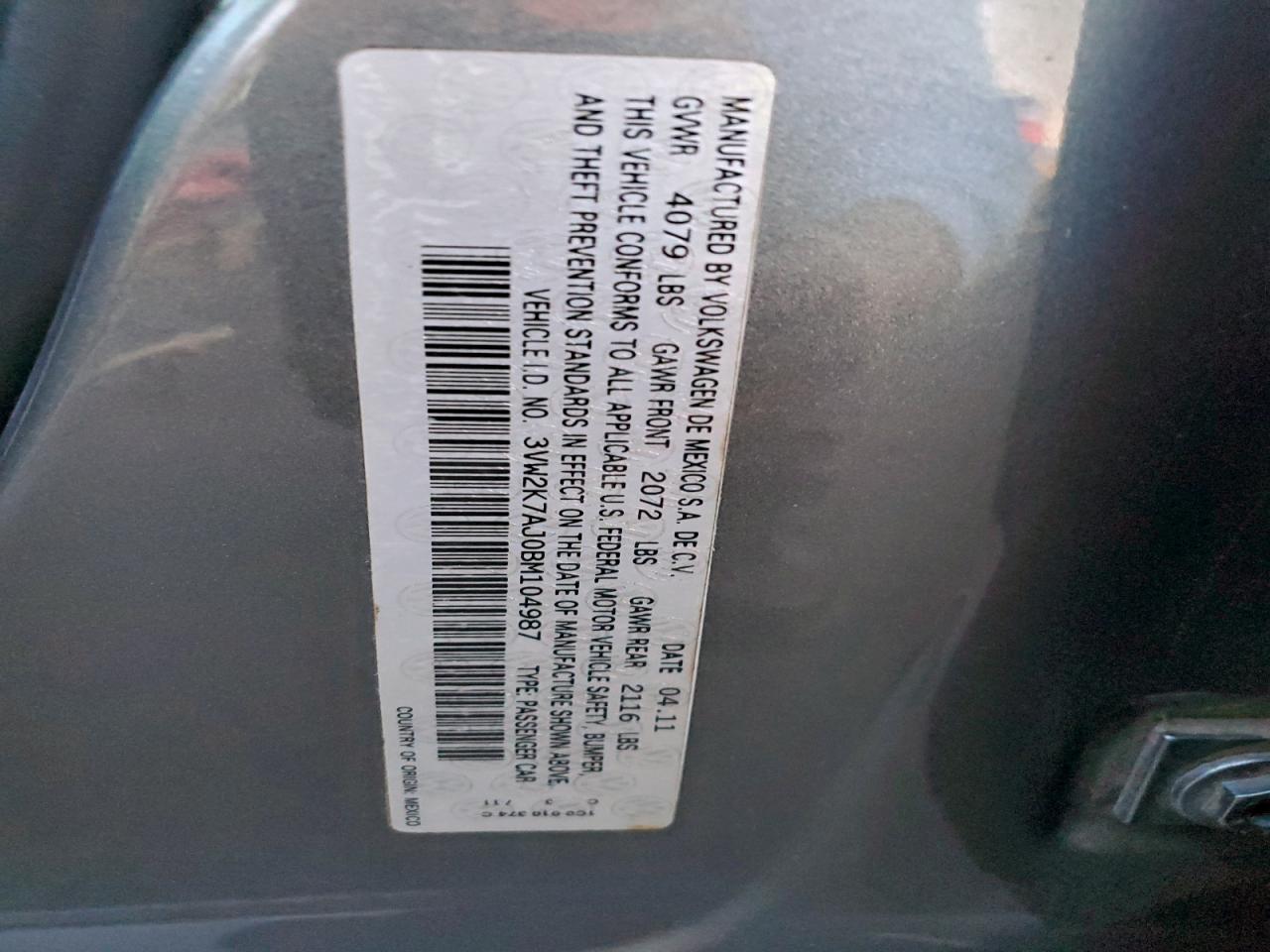 2011 VOLKSWAGEN JETTA