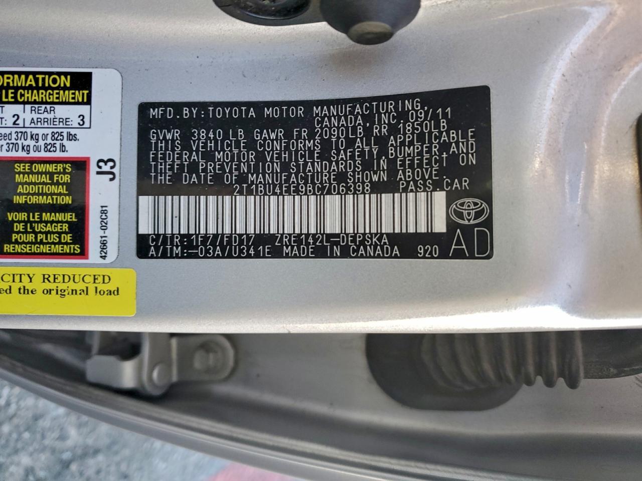 2011 TOYOTA COROLLA