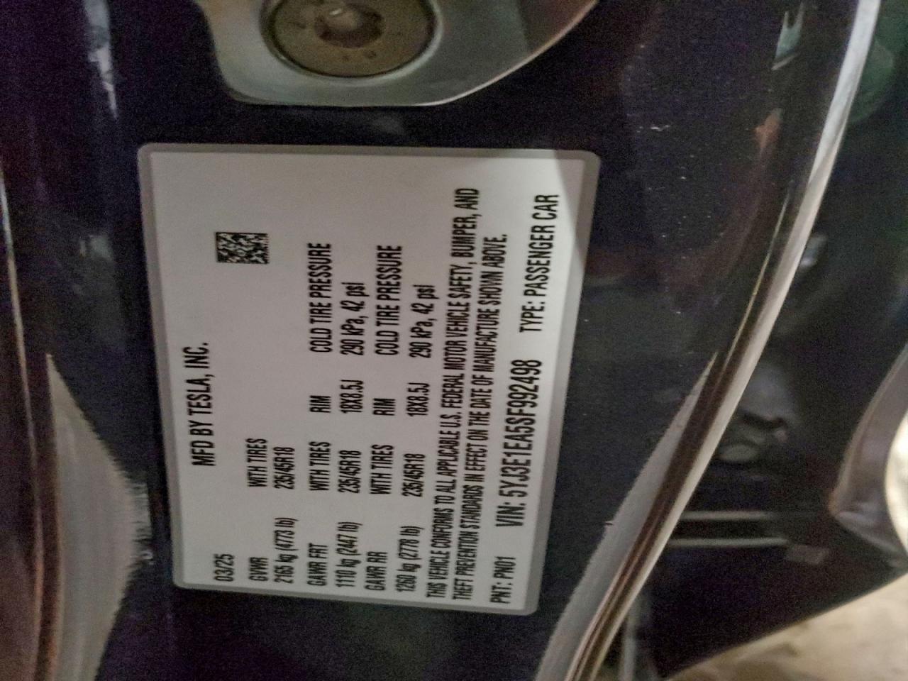 2025 TESLA MODEL 3