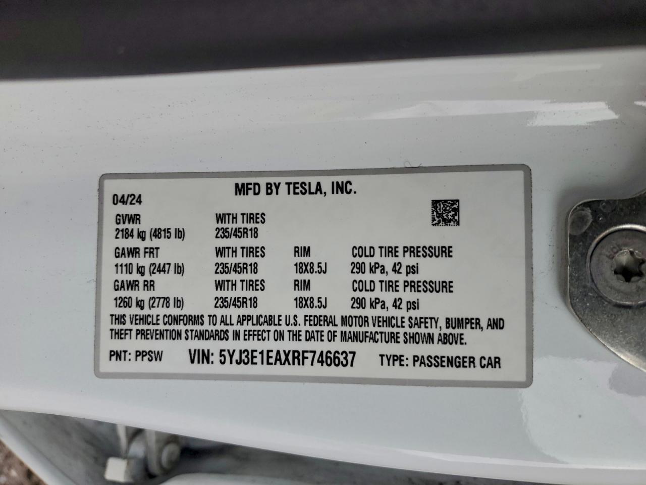 2024 TESLA MODEL 3