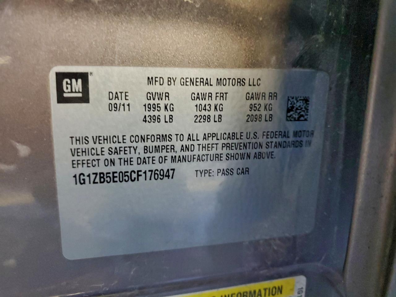 2012 CHEVROLET MALIBU