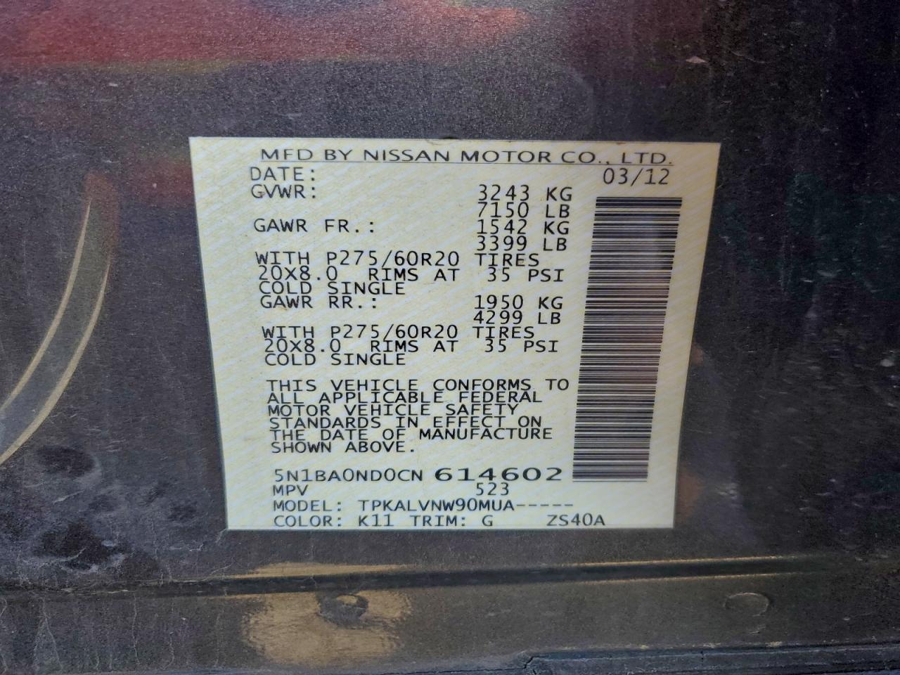 2012 NISSAN Armada