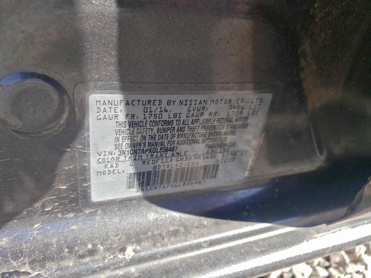 2016 NISSAN VERSA