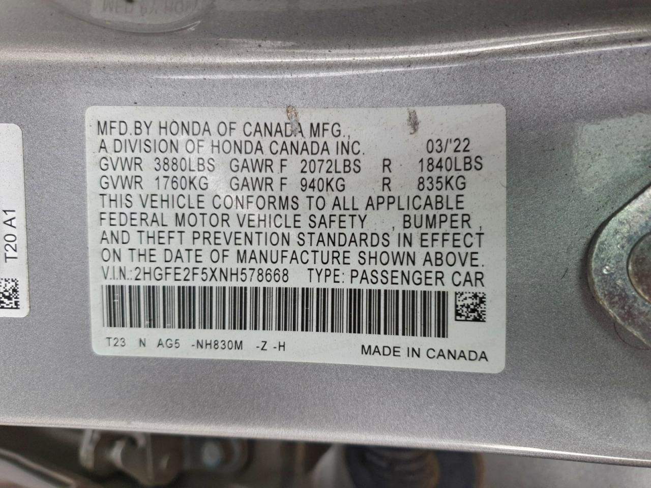 2022 HONDA CIVIC