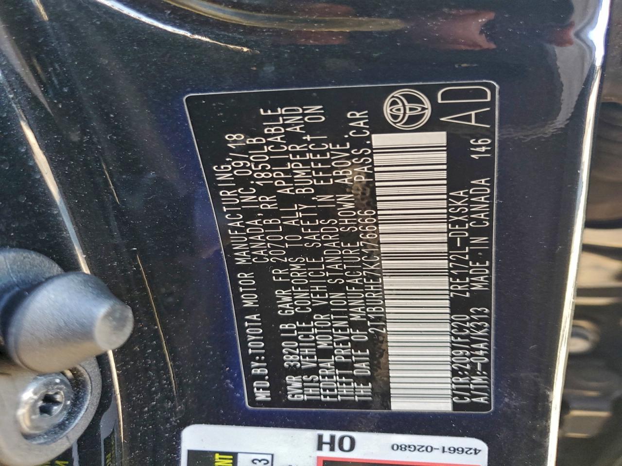 2019 TOYOTA COROLLA