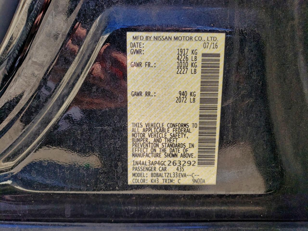 2016 NISSAN ALTIMA