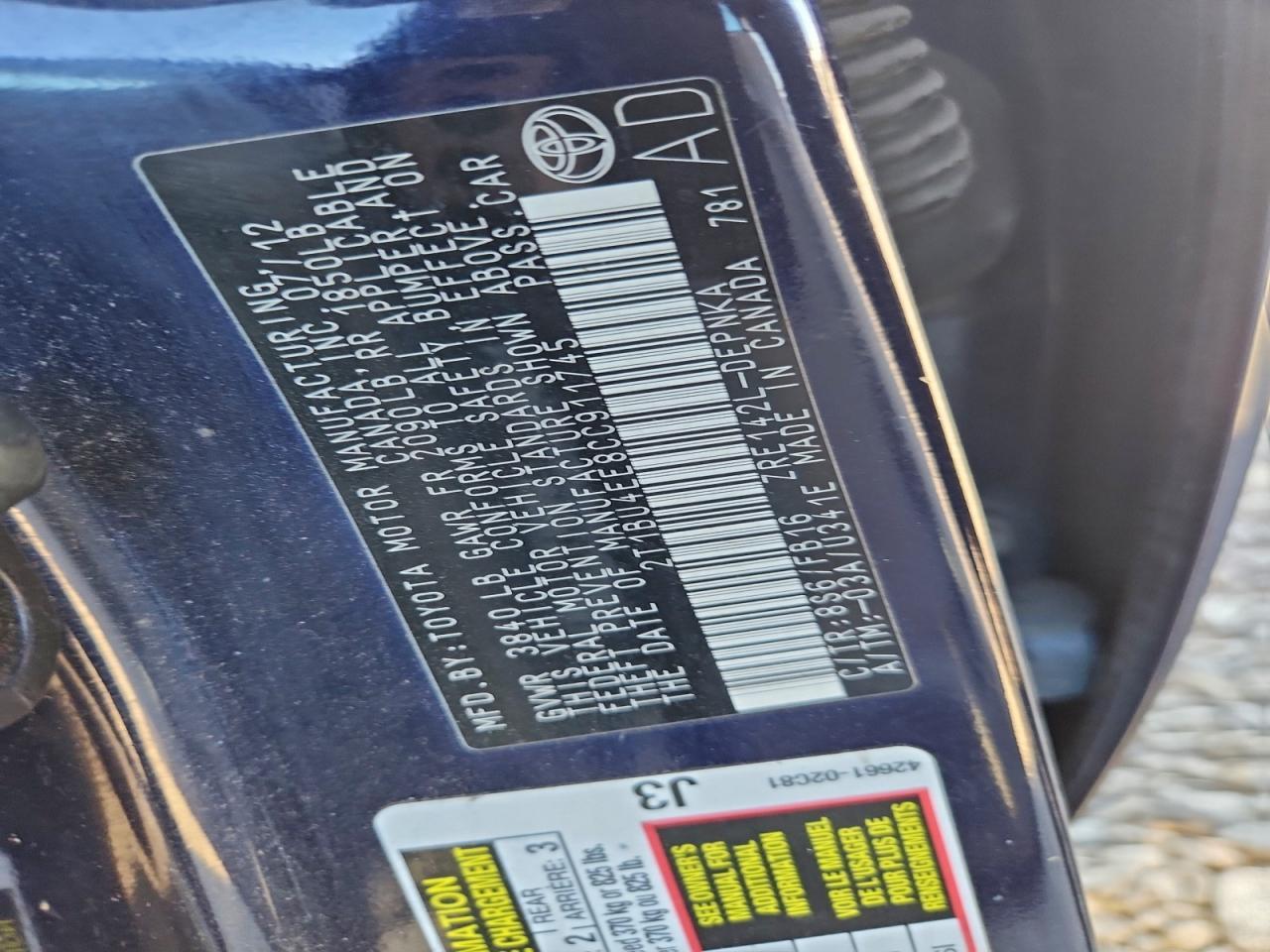 2012 TOYOTA COROLLA