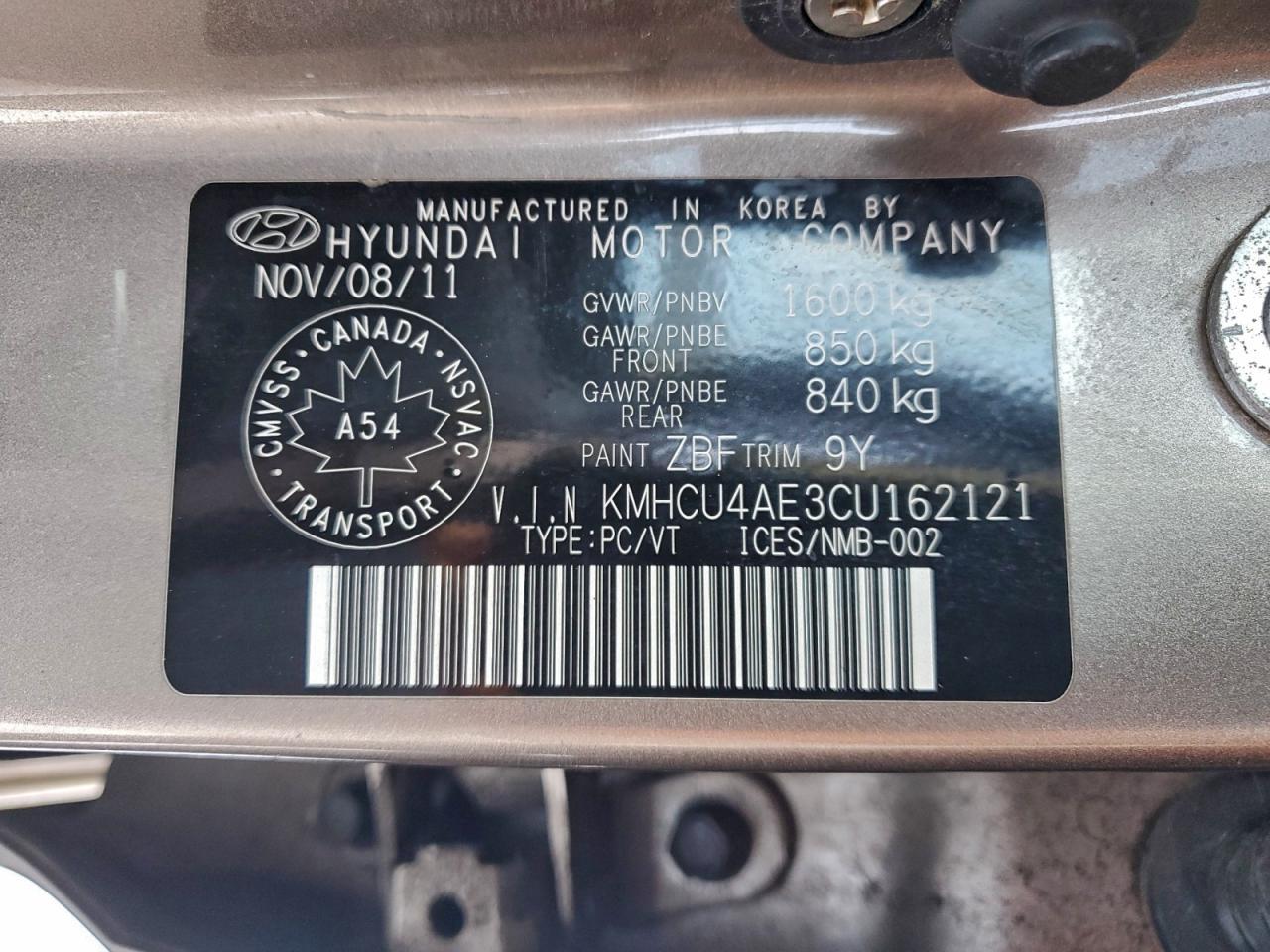 2012 HYUNDAI ACCENT